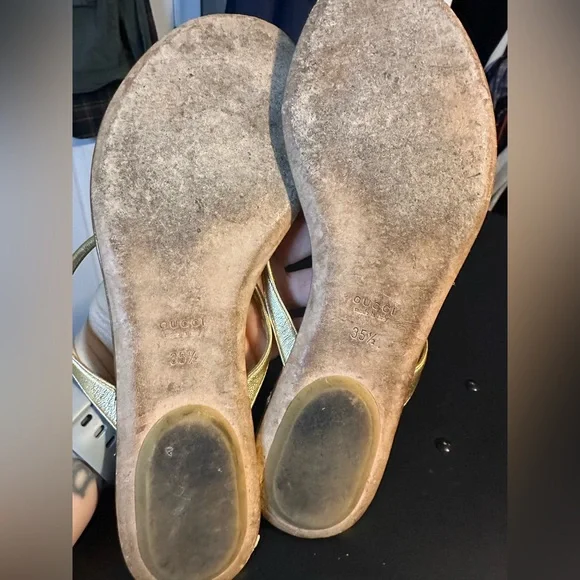 Gucci Women's Metallic Gold Sandals - Picture 7 of 10
